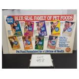 Two Sided Cardboard Blue Seal Pet Food Sign