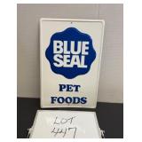 Unused Embossed Steel Blue Seal Feeds Sign