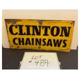 Clinton Chainsaws Embossed Tin Sign