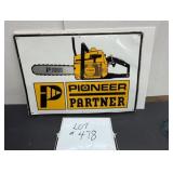 Pioneer Partner ChainsawEmbossed Aluminium Sign
