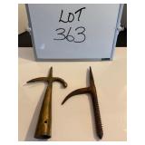 (1) Brass (1) Steel Log Pike Pole Ends