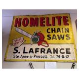 Homelite Chainsaws - 'S. Lafrance' Steel Sign