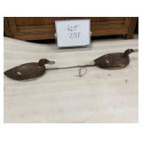 (2) Duck Decoys On Rod - Senecal - ' Bluebill'