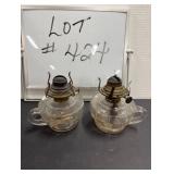 (2) Pressed Glass Finger Oil Lamps