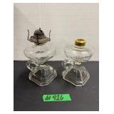 (2) Pressed Glass Finger Oil Lamps