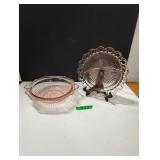Pink Depression Divided Dish & Bowl