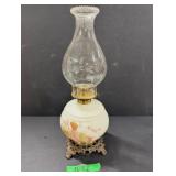 Milk Glass Oil Lamp w/ Metal Base