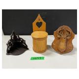 Wooden Salt Box; Corner Shelf & Plaque
