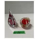 (2) Glass Paper Weights