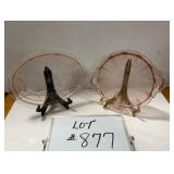 (2)  Pink Depression Plates