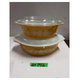 (2) Pyrex Covered Casserole - 'Butterfly Gold'