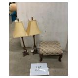 (2) Lamps & Footstool