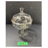 Etched Glass Covered Compote 11'H