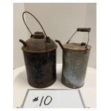 (2) Metal Oil Cans