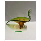 Chalet Style Art Glass - Peacock Shaped Bowl
