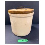 2gal. Stoneware Crock With Wooden Top