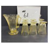 FlorentinePoppy Yellow Depression Pitcher&Glasses