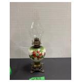 Handpainted Oil Lamp - Metal Base