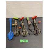 (4) Vintage Egg Beaters (1) Enamel Spoon
