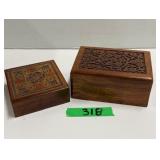 (2) Small Carved Keepsake Boxes
