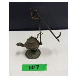 Vintage Hanging Brass Oil Lamp