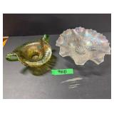 Northwood Green 'Holy' Dish, White Carnival Bowl