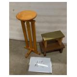 (2) Small Benches & 1 Wooden Plant Stand