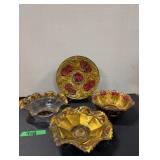 (3) Goofus Glass Bowls (1) Goofus Glass Plate