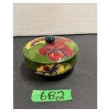 Moorcroft Covered Powder Bowl - 'Hibiscus'