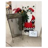 Fireplace Tools & Tin Santa