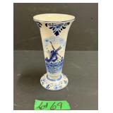 Delft Blue Style Vase - 6 3/4' High