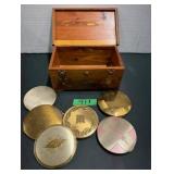 (6) Compacts In Cedar Box