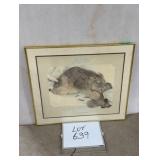 Framed Glen Loates Print-'Lynx With RuffedGrouse'