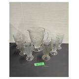 'Iris' Depression Pitcher & (6) Glasses