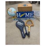 Tennis Rackets, Signs, & Globe