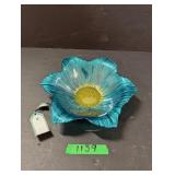 Blue/Gold Art Glass Bowl - Made In Turkey