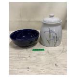 Cobalt Blue Bowl & Glass Cannister