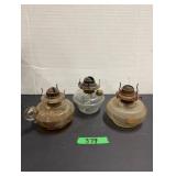 (3) Oil Lamps - No Shades