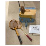 Misc. Lot - Sad Iron, Rackets, & Cases