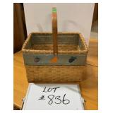 Woven Basket With Painted Metal Band