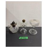 (3) Pressed Glass Oil Lamps