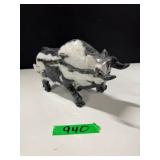 Black & White Marble Bull Sculpture
