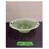 Green Opalescent Diamond Point Bowl