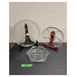 (3) Cornflower Crystal Serving Dishes