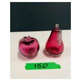 Cranberry Glass Pear & Apple