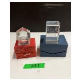 (2) 3D Laser Etched Crystal Cubes