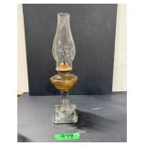'Greek Key' Pressed Glass Oil Lamp