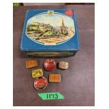 (6) Gramophone Needle Tins & Biscuit Tin