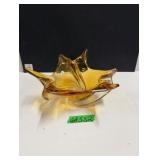 Signed Chalet Amber Art Glass