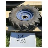 (1) Used 4.80/4.00-8 Tire On 4 Bolt Rim